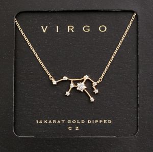 VIRGO Star Sign CZ Gold Dipped CZ Zodiac Necklace